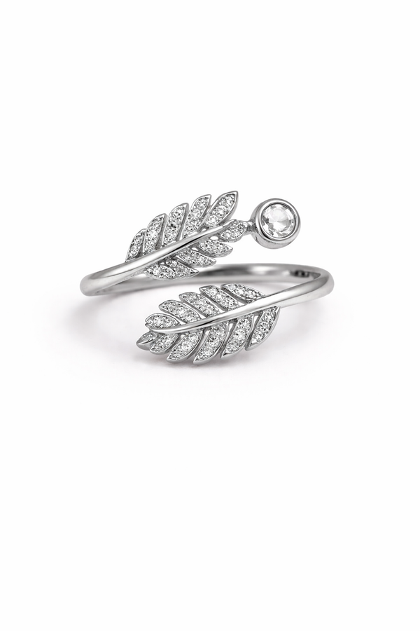 Bague Emmy – Bague feuille ajustable en acier inoxydable