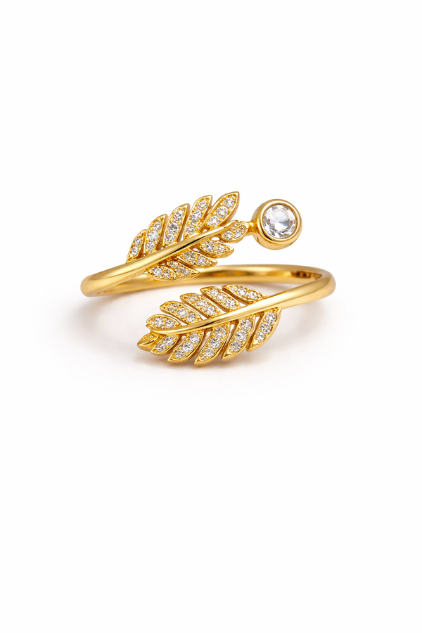 Bague Emmy – Bague feuille ajustable en acier inoxydable