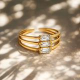 Bague Aloïse – Bague dorée triple anneaux en acier inoxydable