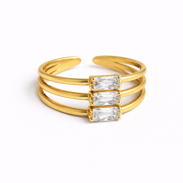Bague Aloïse – Bague dorée triple anneaux en acier inoxydable