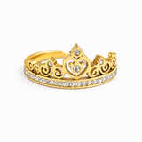 Bague Princesa – Bague couronne dorée en acier inoxydable