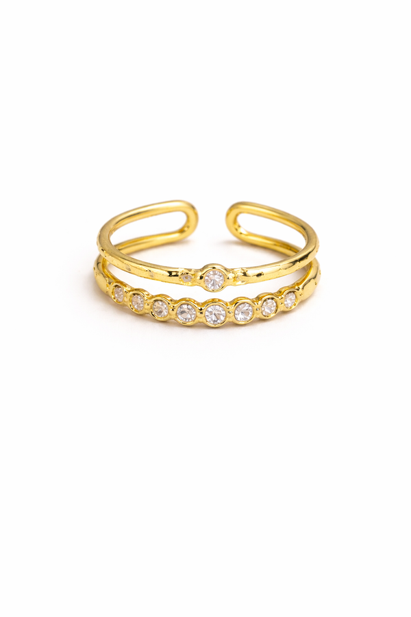 Bague Sely – Bague dorée ajustable à pierres brillantes