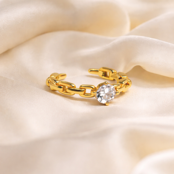 Bague Perla – Bague chaîne dorée en acier inoxydable