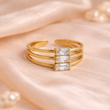 Bague Aloïse – Bague dorée triple anneaux en acier inoxydable