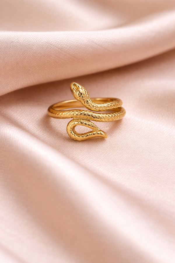 Bague Tiron – Bague serpent dorée en acier inoxydable